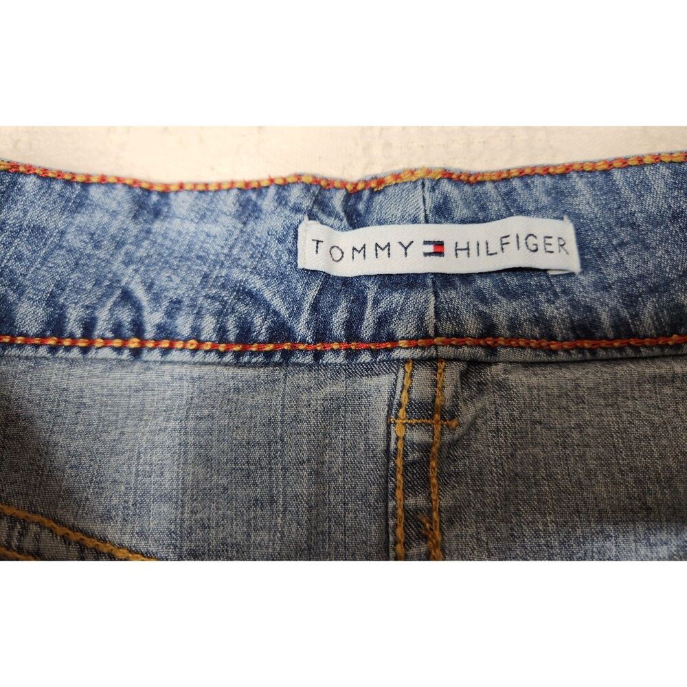Tommy Hilfiger Denim Mini Skirt Size 4 Y2K Stitched Pocket Medium Wash - Picture 6 of 9